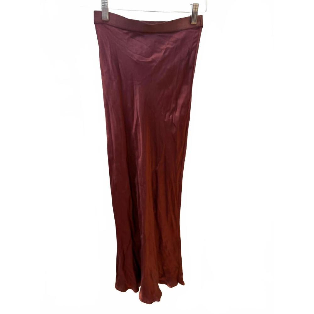 NEW A.REN women's satin skirt in burgundy